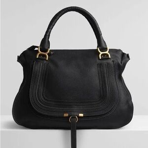Chloe Black Leather Satchel with Gold-Tone Hardware